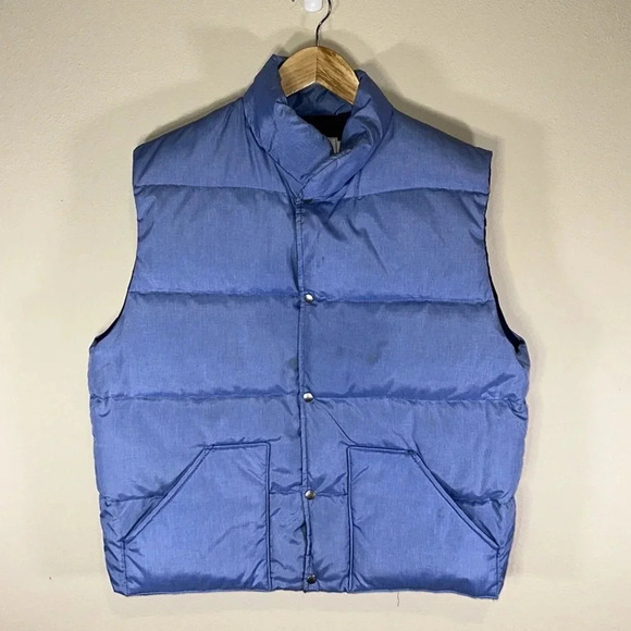 Vintage Down Filled Puffer Vest Men Size Large Casual Winter Ski Cozy Warm - Picture 2 of 8
